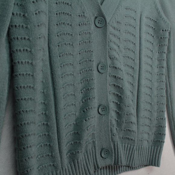 Philosophy Sweater Women's Small Blue/Green Long Sleeve Solid Cropped - Picture 3 of 10